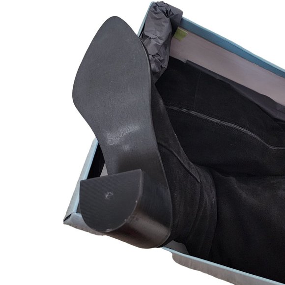 Seychelles Black Suede Over the Knee Boot size 10 New in Box Block Heel - Picture 14 of 15